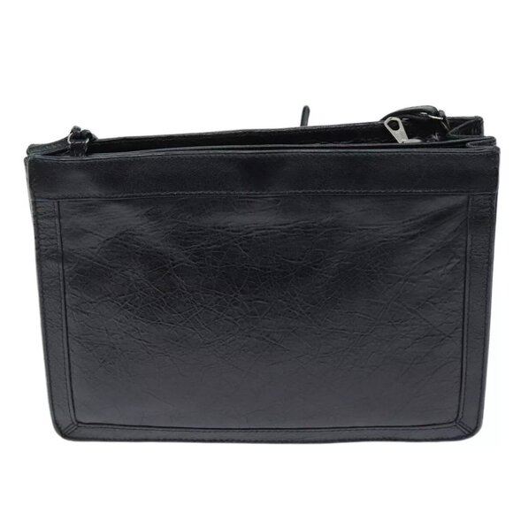 BALENCIAGA Navy Pochette Shoulder Bag Leather Black - Picture 2 of 15